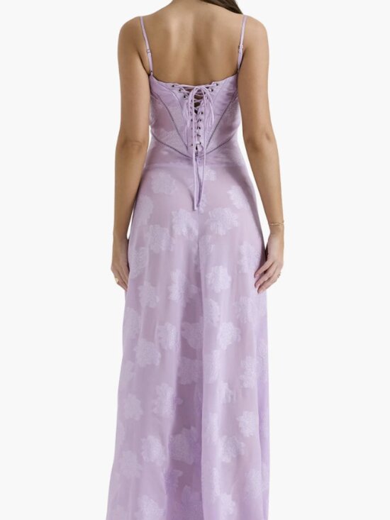 NWT House of CB Seren Orchid Floral Lace Back Maxi Dress - Picture 4 of 4